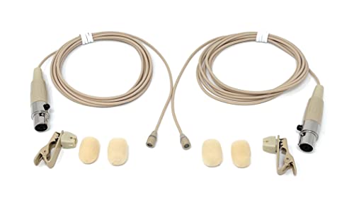 Pair of Lavalier Lapel Mics w/ 4 pin Mini XLR TA4F for Shure Wireless