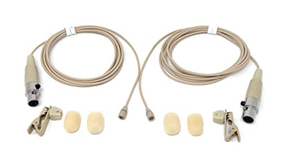 Pair of Lavalier Lapel Mics w/ 4 pin Mini XLR TA4F for Shure Wireless