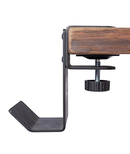 Stand Up Desk Store Clamp-On Under Desk Headphone Hanger, Backpack Hook, and Purse Holder - Black