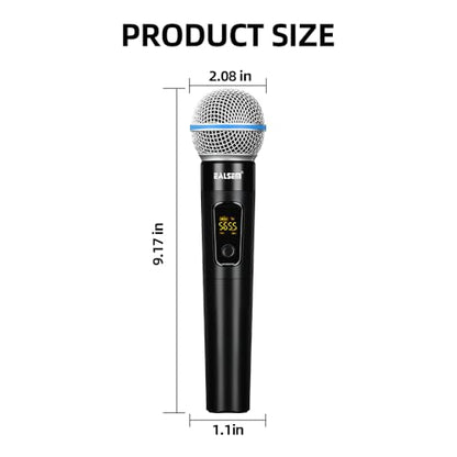 ES-384 4-Channel UHF Wireless Handheld Microphone System for Karaoke, Church, Stage, DJ and Parties, 4 Handheld Mics with 6.35mm Plug-in Rechargeable Receiver, 164ft Range