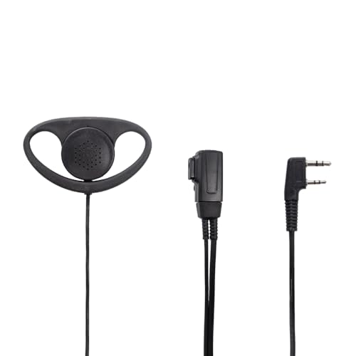 D-Shape Earpiece Headset with Mic PTT Walkie Talkie Two-Way Radio (20packs) | 2-Pin,Baofeng Kenwood UV-5R BF-888S BF-F8HP BF-F9 TK-3140 TK-3400 TK-3402