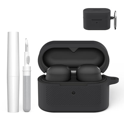 Soft Silicone Case for Sony WF-1000XM6 with Keychain&Cleaning Pen kit,Anti-Scratch Shockproof Protective Case Cover for Sony WF-1000XM6 Wireless Earbuds Charging Case (Black) - color: Black