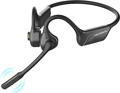 MONODEAL Bone Conduction Headphones with Mic,Open Ear Headphones Wireless Bluetooth 5.1/Mute Function/Multi-Point Capable,Air Conduction Headset with Noise Canceling Mic,for Driving Home Office | Bluetooth 5.1 Mute Function Multi-Point Capable Air Conduct