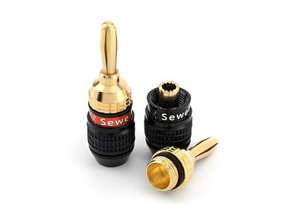 Sewell Deadbolt® Banana Plugs, 7-Pairs, Gold Plated Speaker Plugs | Quick Connect, Tool-Free, SW-29863-7 - size: 7 Pairs, style: Deadbolt Banana Plugs