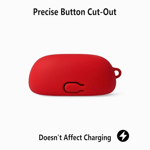 Geiomoo Silicone Case for JBL Tune Buds 2, Soft Flexible Scratch Resistant Protective Cover with Carabiner (Red) - color: Red