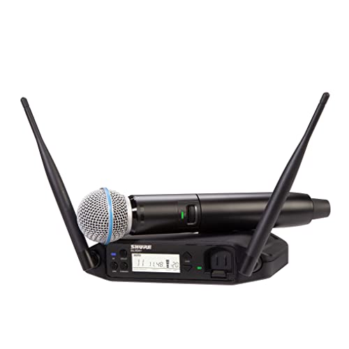 Shure GLXD24+/B58 Dual Band Pro Digital Wireless Microphone System - 12-Hour Battery Life, 100 ft Range | BETA 58A Handheld Vocal Mic, Single Channel Receiver (GLXD24+/B58-Z3) | 12 Hour Battery Life, 100 Feet Range, BETA 58A Handheld Vocal Mic, Single Cha
