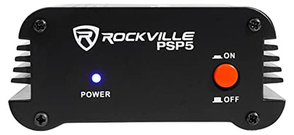 Rockville RCM03 Cardioid Condenser Mic with PSP5 Phantom Power Supply | 30Hz-20kHz, Cardioid, Metal Shock Mount, PSP5 48V Supply for 4 Condenser Mics, 2 Included 10-Ft Cables, 2-Items