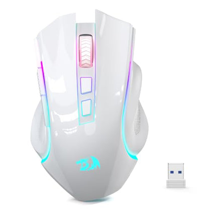 Redragon M602 Griffin Wireless RGB Gaming Mouse Tri-Mode 8000DPI - White - color: White