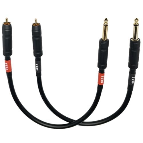CNCESS 1/4 Inch TS Male to RCA Plug Adapter Cable, Short Mono Audio Lead, 6 Inch, 2 Pack - size: 6 Inches