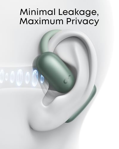 Soundcore AeroFit 2 by Anker Open Ear Earbuds, Open Ear Headphones, Earbuds | Real-Time Translation, 4 Adjustable Positions, 42H Playtime, Rich Bass, Hi-Res, IP55, AI Clear Calls, Wireless Charging - color: Minty Green, style: Standard