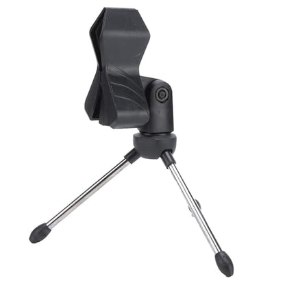 HERCHR Desk Mic Stand, Desktop Microphone Stand Adjustable Mic Stand Foldable Tripod Desk Mic Portable Mic Table Stand Mic Tripod Stand Desk Mic Mount for Online Broadcasting Chatting Singing