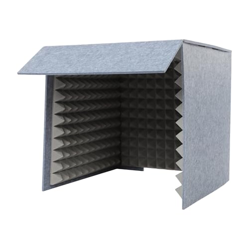 Desktop Soundproof Cover, 23.62 Inch Portable Vocal Recording Booth, Tabletop Microphone Isolation Shield with Sound Absorbing Foam for Home Studio Podcast