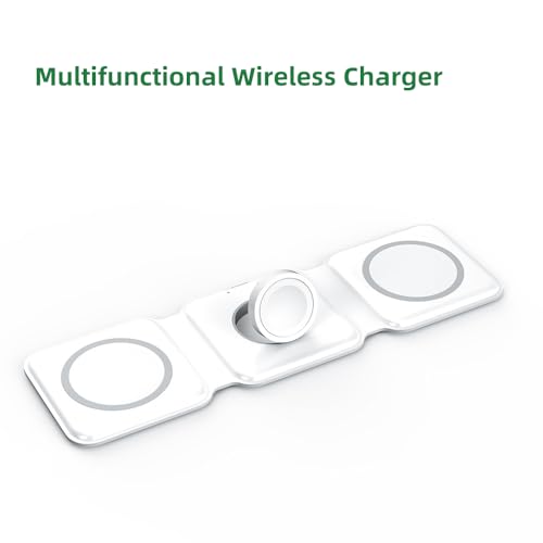 IHAO 3in1 Megnetic Attraction Wireless Charging Station Foldable Fast Charger for iPhone 15/14/13, iWatch & AirPods 15W Charging Stand with Strong Magnet Fold to Stand Multi-Device Safe Charging-White - color: 3in1 Wireless Charger K99 White