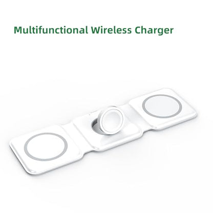IHAO 3in1 Megnetic Attraction Wireless Charging Station Foldable Fast Charger for iPhone 15/14/13, iWatch & AirPods 15W Charging Stand with Strong Magnet Fold to Stand Multi-Device Safe Charging-White - color: 3in1 Wireless Charger K99 White