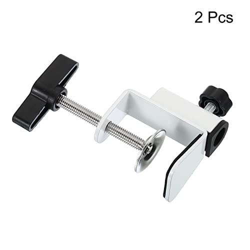 PATIKIL 0.49" Hole Dia. Desk Clamp, 2 Pcs Universal C-Clamp Base with Adjustable Screw for Microphone Mic Arm Table Lamp Mount Holder, White - color: White
