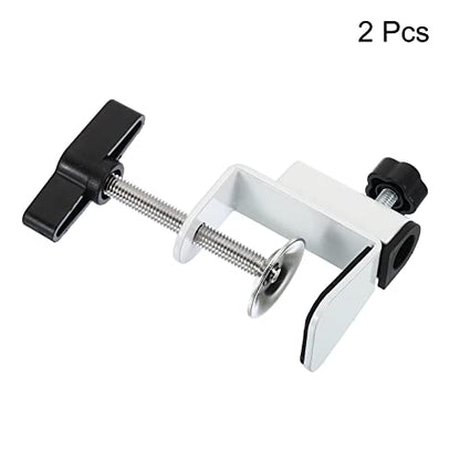 PATIKIL 0.49" Hole Dia. Desk Clamp, 2 Pcs Universal C-Clamp Base with Adjustable Screw for Microphone Mic Arm Table Lamp Mount Holder, White - color: White