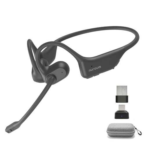 NUROUM OpenEar Pro 2 Bluetooth Headphones with Mic, Dongle and Bag | ENC Noise Cancelling Mic, HiFi 4 DSP, Multi-Point Connections, Soft Silicone, Long Battery Life, One Button Mute