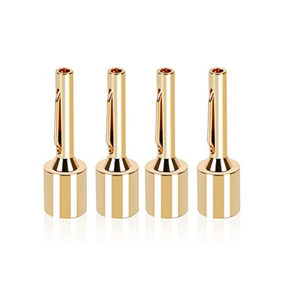 SKW Convertible Connector Gold Plated Speaker Long Pin-Banana Plugs 2 Pair (4 pcs) | 24K gold-plated plugs, convertible for binding posts and spring clips, no soldering required, for amplifier home theater - size: Long Pin-Banana