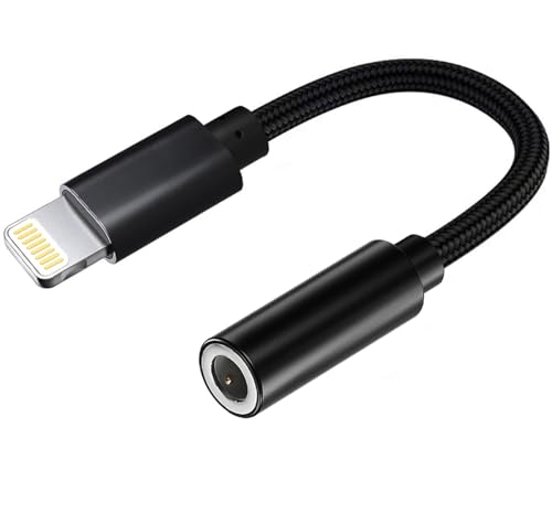 Lightning to 3.5mm Aux Adapter, Apple MFi Certified iPhone to Headphone Jack Converter Audio Dongle for iPhone 14 13 12 11 XS XR X 8 7 6 to Car/Home Stereo/Headphone/Speaker (Black)