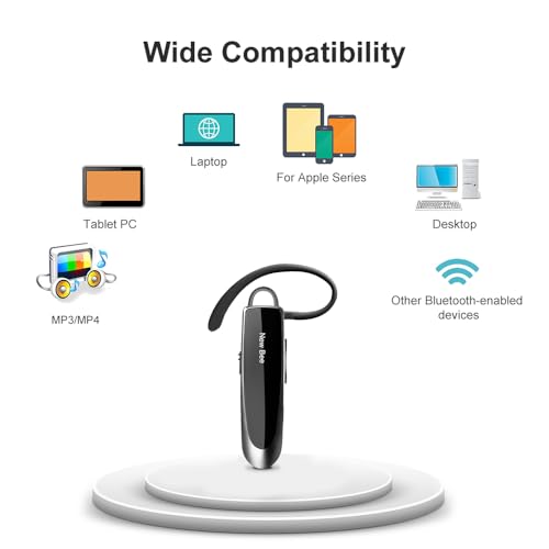 [2 Pack] Bluetooth Earpiece Wireless Handsfree Headset V5.0 24 Hrs Driving - color: Black