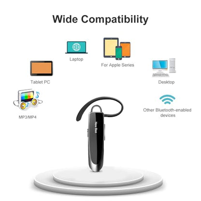 [2 Pack] Bluetooth Earpiece Wireless Handsfree Headset V5.0 24 Hrs Driving - color: Black
