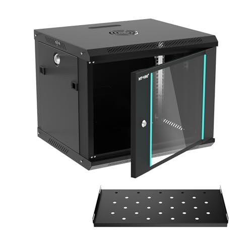 MT-VIKI 9U Wall Mount Server Cabinet Network Rack Vented Enclosure, 0.8mm Thick, 17.7'' Deep (450mm), for 19'' IT Equipment, Included 1pcs Rack Shelf - size: 9U