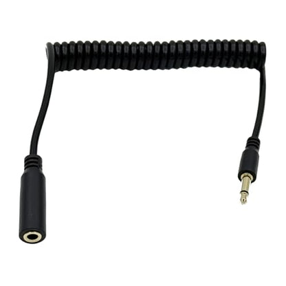 Seadream 3.5mm Coiled Audio Extension Mono Cable, 3.5mm 1/8" Male to Female TS Monaural Mini Mono Cable, Black, Spiral Aux Cord, Headphone Extender