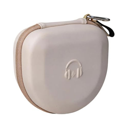 Hard Shell Travel Case for 3/4 / 5 Over Ear Headphones Soft Lining Storage - color: Beige