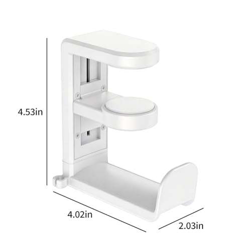 360° Rotating Headphone Hanger, Under Desk Headset Holder, Clamp‑On Headphone Stand for All Over‑Ear Headphones,White - color: White