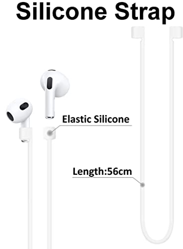 A-Focus Anti-Slip Set for AirPods 3rd Replacement Silicone Adjustable Ear Hook Ergonomic Design Wings Wingtip Ear Tips Strap Sport Earbuds Accessories Eartip Compatible with AirPods 3 White Strap