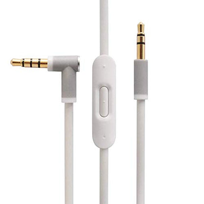 Replacement Audio Cable Cord Wire with in-line Microphone and Control Compatible with Beats Headphones Solo, Studio, Pro, Detox, Wireless, Mixr, Executive Headphones (White) - color: White