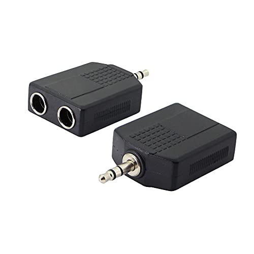 3.5mm (1/8 Inch) to 6.35mm (1/4 Inch) Stereo Audio Splitter，TRS 3.5mm Male to Two 6.35mm Female nterconnect Audio Connector Adapter(2-Pack)