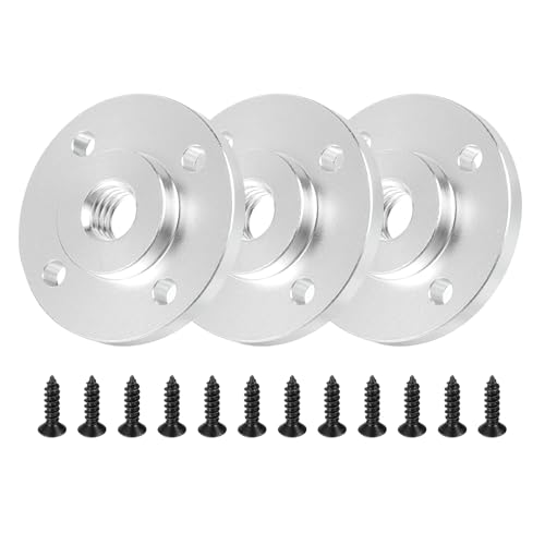PATIKIL 3/8"-16 Female Thread Microphone Flange Mount, 3Pcs Desktop Gooseneck Table Mounts Base with Round Head Screw for Gooseneck Hose Adapter, Silver - color: Silver, size: 3/8"-16