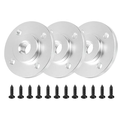 PATIKIL 3/8"-16 Female Thread Microphone Flange Mount, 3Pcs Desktop Gooseneck Table Mounts Base with Round Head Screw for Gooseneck Hose Adapter, Silver - color: Silver, size: 3/8"-16