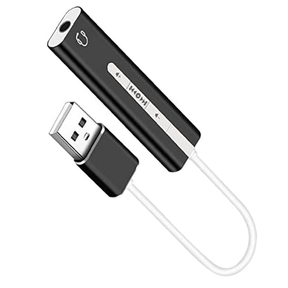 Hemoton 2pcs USB External Sound Card Surround Sound for Microphone and Earphone Volume for Computer Use Black