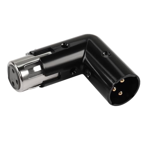 QIANRENON Adjustable 90 Right Angle XLR Audio Connector - 3Pin Male to Female, Extended Cabling for Tight Spaces
