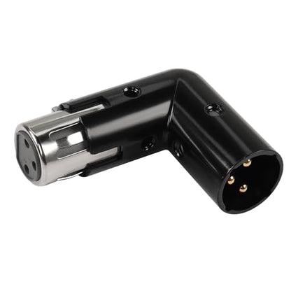 QIANRENON Adjustable 90 Right Angle XLR Audio Connector - 3Pin Male to Female, Extended Cabling for Tight Spaces