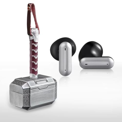 Wireless Earbuds with Thor Hammer Wireless Charging Case,5.3 Bluetooth Ear Buds Light-Weight Headphones,Novelty Gifts for Men