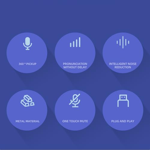 Zopsc USB PC Microphone, Omnidirectional Sound Plug and Play with One Touch Mute, Smart Chip for Gaming Streaming Computer