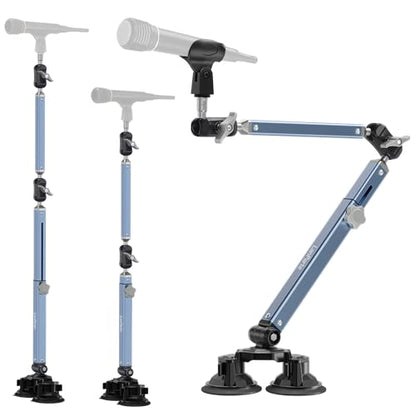 Microphone Boom Arm 360° Rotatable Foldable Adjustable Desk Mic Stand Desk Mount Sturdy Aluminum Alloy for Podcast Video Gaming Meeting Studio - size: Suction Cup