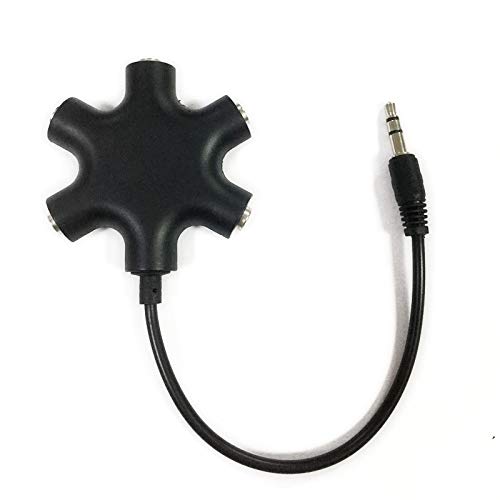 5-Way Multi Headphone Audio Splitter Connector Headphone, 3.5mm Audio Stereo Splitter Cable 1 Male to 5 Port Female Earphone Headset Adapter Compatible with iPhone, Samsung,