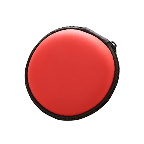 Red EVA Earphone Case, Mini Ball Shape Zipper Protect Pouch - color: Red