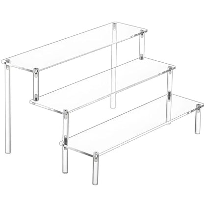 Acrylic Hifi Audio Rack With Aluminum Support Poles, 3-Tier Desktop Stand For Dacs & Amplifiers
