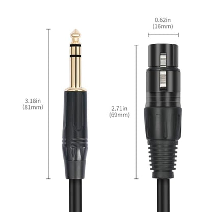 3.3 FT XLR Female to 1/4 TRS,2PACK Professional 6.35mm TRS to XLR Female Quarter inch Cable for Mixer Microphone Active Speakers - color: XLR Female to 6.35, size: 3.3 ft - 2 Pack