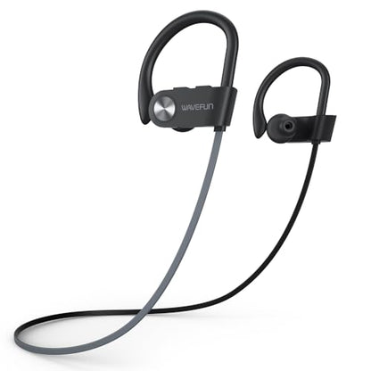 Wireless Headphones with Ear Hook, XBuds Bluetooth Earbuds Over Ear IPX7 Waterproof Sports Workout Outdoor Headsets Super Bass with Earhooks 15 Hours Music Time with Mic (Grey)