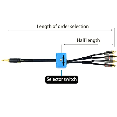 Arklove 3ft Sound Channel swicher 1/8" aux Input 3.5mm RCA Output Switch Selector 2 in 1 Out R/L Stereo Audio 1 in 2 Out Stereo Audio Splitter with Phone pc Player - size: 3ft, style: 3.5male-4rca switch