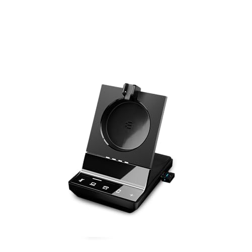 Sennheiser SDW 5016 (507016) Single-Sided Wireless DECT Headset for Desk Phone Softphone/PC& Mobile Phone Connection Dual Microphone Ultra Noise-Canceling, Black, 3 inches