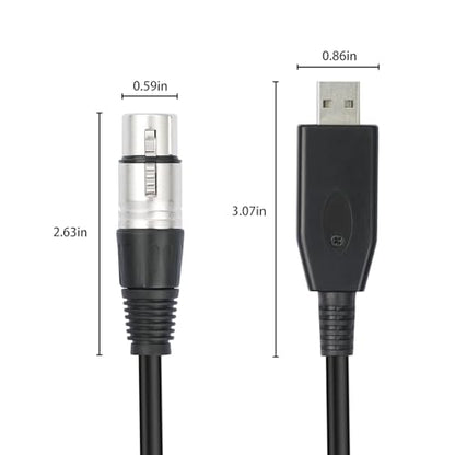 REXUS USB A Male to XLR Female Microphone Cable 6.6 FT, USB to XLR Stereo Audio Cord Link Converter Cable, Plug and Play P&P Audio Adapter for PC, Laptop(UAM2XF_20) - size: 6.6 Feet