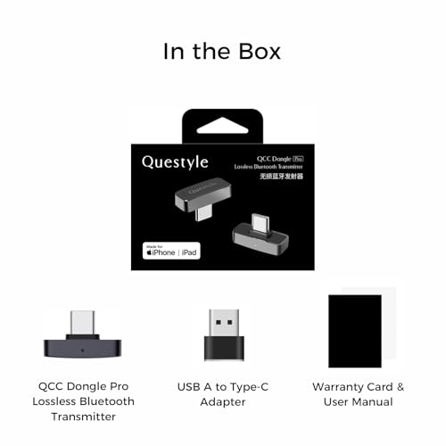 Questyle QCC Dongle Pro [MFi Certified] USB-C Bluetooth 5.4 Audio Adapter | Low Latency Bluetooth Dongle with LDAC,aptX Lossless&aptX-Adaptive,Wireless Lossless Transmitter for PC/Headphones/for PS5