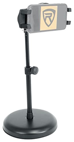 Rockville iStand 7 Adjustable Desktop Stand for iPad/iPhone/Tablet/Phone, 360 Swivel, Mic Clip Included, Perfect for Karaoke, Live Performances, and Presentations | Swappable Mount, Adjustable Height, Includes Mic Clip, 360 Degree Swivel, Desktop, Fits 4.